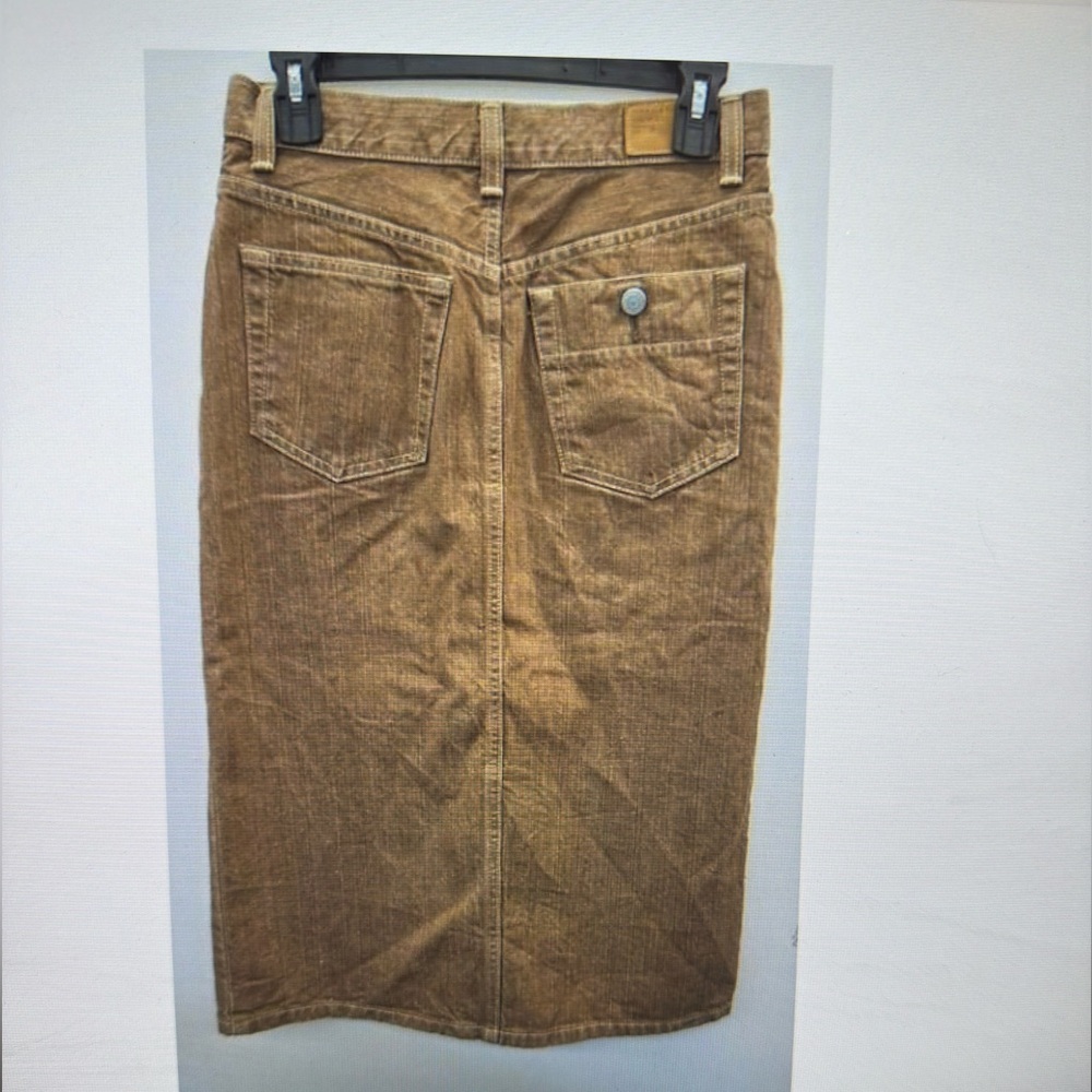Elegant Brown A-Line Denim Skirt - Picture 3 of 12